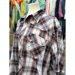 Rustler by Wrangler 3XL Plaid Pearl Snap Western Cowboy Shirt Vintage 90s